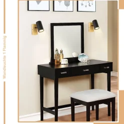 NETTLIFE Plafonnier 1 flamme Bois - Noir Plafonnier couloir Métal Rétro GU10 Plot de plafond pivotant Max.40W