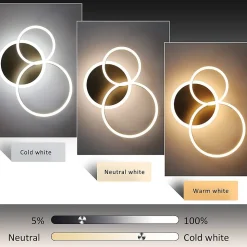 NETTLIFE Plafonnier à Led à intensité variable Ring Design avec télécommande Moderne 46W