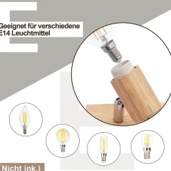 NETTLIFE Plafonnier 3 Spots noir aspect bois - plafonnier E14,4 ampoules max 25w moderne pour salon chambre cuisine.