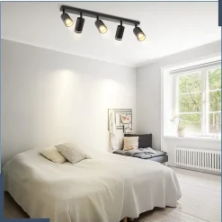 NETTLIFE Plafonnier 5 Spots moderne : plafonnier Noir spot GU10 spots métal intérieur pour salon,sans ampoule