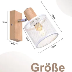 NETTLIFE Plafonnier 1 Spots blanc aspect bois - plafonnier E14,4 ampoules max 40w moderne pour salon chambre