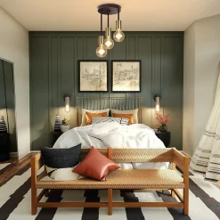 NETTLIFE Plafonnier 3 Spots E27 Suspendu Noir Or avec Lustre Industriel Moderne pour Salle à Manger Couloir Salon Bar, Max. 25w