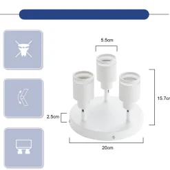NETTLIFE Plafonnier Blanc moderne : 3 spots de plafond orientables en métal, plafonnier GU10, pour chambre, sans ampoule