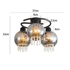 NETTLIFE Plafonnier Chambre E27 Gris Fumé Verre Cristal Moderne Salle à Manger
