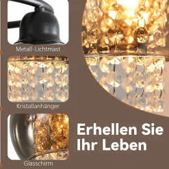 NETTLIFE Plafonnier Chambre E27 Gris Fumé Verre Cristal Moderne Salle à Manger