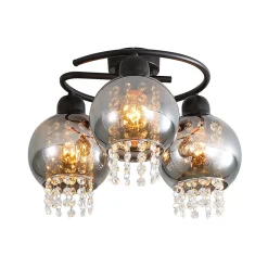 NETTLIFE Plafonnier Chambre E27 Gris Fumé Verre Cristal Moderne Salle à Manger