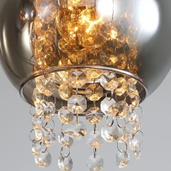 NETTLIFE Plafonnier Chambre E27 Gris Fumé Verre Cristal Moderne Salle à Manger