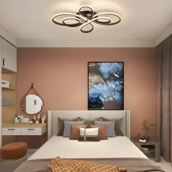 NETTLIFE Plafonnier chambre LED plafonnier salon : 30W lampe de salon noir 40cm 3000K