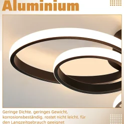 NETTLIFE Plafonnier chambre LED plafonnier salon : 30W lampe de salon noir 40cm 3000K