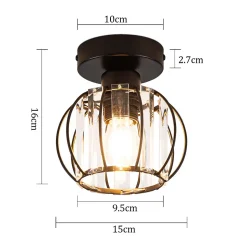 NETTLIFE Plafonnier Cristal Noir Moderne E27 Lampe de Cuisine Vintage avec Cadre en Métal