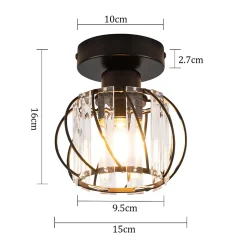NETTLIFE Plafonnier Cristal Noir Moderne E27 Lampe de Cuisine Vintage avec Cadre en Métal