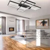 NETTLIFE Plafonnier Dimmable, 100x70x8cm, 3 Carrés Plafonniers LED noir Modernes avec Télécommande, 88W Acrylique Éclairage