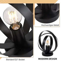 NETTLIFE Plafonnier E27 Métal Industriel Noir Couloir Lampe de Rétro Table à Manger Vintage Abat-Jour Intérieur Salon Chambre