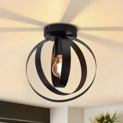 NETTLIFE Plafonnier E27 Métal Industriel Noir Couloir Lampe de Rétro Table à Manger Vintage Abat-Jour Intérieur Salon Chambre