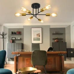 NETTLIFE Plafonnier Lampe Vintage 6 Ampoules Lampe E27 Industrielle Chambre Lampe Rétro pour Salon Salle à Manger Couloir