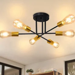 NETTLIFE Plafonnier Lampe Vintage 6 Ampoules Lampe E27 Industrielle Chambre Lampe Rétro pour Salon Salle à Manger Couloir