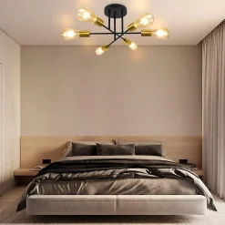 NETTLIFE Plafonnier Lampe Vintage 6 Ampoules Lampe E27 Industrielle Chambre Lampe Rétro pour Salon Salle à Manger Couloir