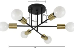 NETTLIFE Plafonnier Lampe Vintage 6 Ampoules Lampe E27 Industrielle Chambre Lampe Rétro pour Salon Salle à Manger Couloir