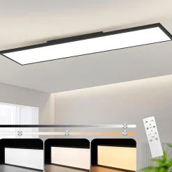 NETTLIFE Plafonnier LED 120 x 30, panneau à intensité variable, lampe longue lumière du jour, 40W, bureau plat, avec télécommande