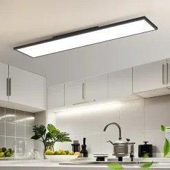 NETTLIFE Plafonnier LED 120 x 30, panneau à intensité variable, lampe longue lumière du jour, 40W, bureau plat, avec télécommande