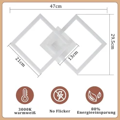 NETTLIFE Plafonnier LED géométrique 24W, éclairage de plafond pour salon et chambre à coucher