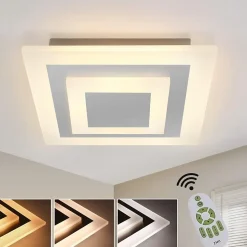 NETTLIFE Plafonnier LED : lampe de salon 30 cm, lampe de cuisine dimmable 23 W, lampe moderne avec télécommande pour chambre