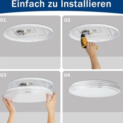 NETTLIFE Plafonnier LED 27 cm Lampe de Chambre Ciel Étoilé Moderne 12 W Lampe Blanc Chaud Lampe Ronde Cuisine pour Couloir Salon