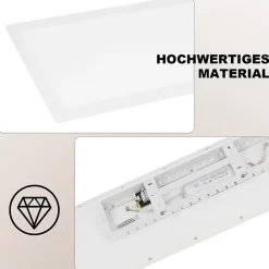 NETTLIFE Plafonnier LED 120 x 30 cm intensité variable, rétroéclairage RVB, changement de couleur plate avec télécommande 36 W