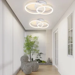 NETTLIFE Plafonnier LED 2 anneaux Blanc Pivotant Moderne Ronde Design 24W 3000K