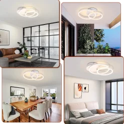 NETTLIFE Plafonnier LED 2 anneaux Blanc Pivotant Moderne Ronde Design 24W 3000K