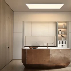 NETTLIFE Plafonnier LED, 80 x 30 cm,39W, 3000 K Dimmable, Plat, Lampe avec Télécommande, Panneau, Blanc, Lampe de Bureau pour