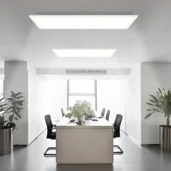 NETTLIFE Plafonnier LED, 80 x 30 cm,39W, 3000 K Dimmable, Plat, Lampe avec Télécommande, Panneau, Blanc, Lampe de Bureau pour