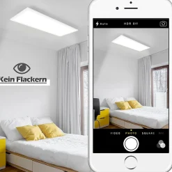 NETTLIFE Plafonnier LED, 80 x 30 cm,39W, 3000 K Dimmable, Plat, Lampe avec Télécommande, Panneau, Blanc, Lampe de Bureau pour