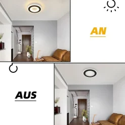 NETTLIFE Plafonnier LED 23 W Noir Ronde Moderne Blanc Chaud 24 cm Lampe de Chambre pour Cuisine Couloir Salon