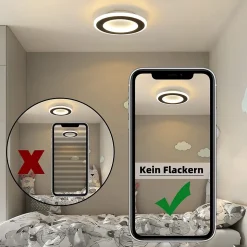 NETTLIFE Plafonnier LED 23 W Noir Ronde Moderne Blanc Chaud 24 cm Lampe de Chambre pour Cuisine Couloir Salon