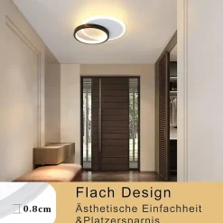 NETTLIFE Plafonnier LED 12 W Lampe de 3000 K Blanc Chaud Lampe de Chambre Lampe Design Moderne Plafond Salon Noir Rond pour