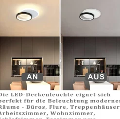 NETTLIFE Plafonnier LED 12 W Lampe de 3000 K Blanc Chaud Lampe de Chambre Lampe Design Moderne Plafond Salon Noir Rond pour