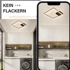 NETTLIFE plafonnier LED blanc chaud lampe de couloir moderne noir 12W 3000K