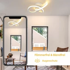 NETTLIFE Plafonnier LED Blanche Moderne 3000K Blanc Chaud Couloir 19W Petite Lampe de Chambre Design Géométrie pour Salon Cuisine