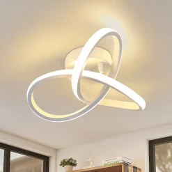 NETTLIFE Plafonnier LED Blanche Moderne 3000K Blanc Chaud Couloir 19W Petite Lampe de Chambre Design Géométrie pour Salon Cuisine