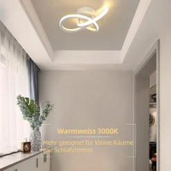 NETTLIFE Plafonnier LED Blanche Moderne 3000K Blanc Chaud Couloir 19W Petite Lampe de Chambre Design Géométrie pour Salon Cuisine