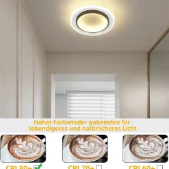 NETTLIFE Plafonnier LED Blanc 14W Rond lampe de couloir 3000K blanc chaud design moderne lampe de couloir plafonnier 23,5cm pour
