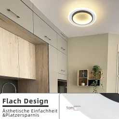 NETTLIFE Plafonnier LED Blanc 14W Rond lampe de couloir 3000K blanc chaud design moderne lampe de couloir plafonnier 23,5cm pour