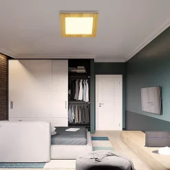 NETTLIFE Plafonnier LED Bois Plat Panneau Couloir Intérieur 3000K Blanc Chaud 30 cm 17 W pour Salle à manger Escaliers Balcon