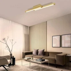 NETTLIFE Plafonnier LED Bois Clair 90 cm 3000 K Blanc Chaud Lampe de au Design Rétro, pour Salon, , Couloir, Salle à Manger