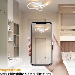 NETTLIFE Plafonnier LED Blanc Dimmable 40CM Moderne avec Télécommande Lampe Design Géométrie 33W pour Salon Chambre Cuisine