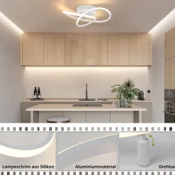 NETTLIFE Plafonnier LED Blanc Dimmable 40CM Moderne avec Télécommande Lampe Design Géométrie 33W pour Salon Chambre Cuisine