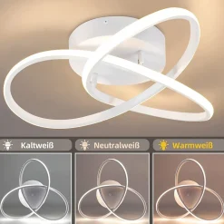 NETTLIFE Plafonnier LED Blanc Dimmable 40CM Moderne avec Télécommande Lampe Design Géométrie 33W pour Salon Chambre Cuisine