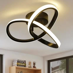 NETTLIFE Plafonnier LED Blanc Chaud - 19 W Lampe Noire Lampe de Moderne Petite 3000 K pour Chambre d'enfant Salon Chambre Couloir