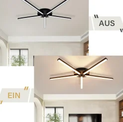 NETTLIFE plafonnier LED blanc chaud 24W noir 64,2 cm métal 3000K